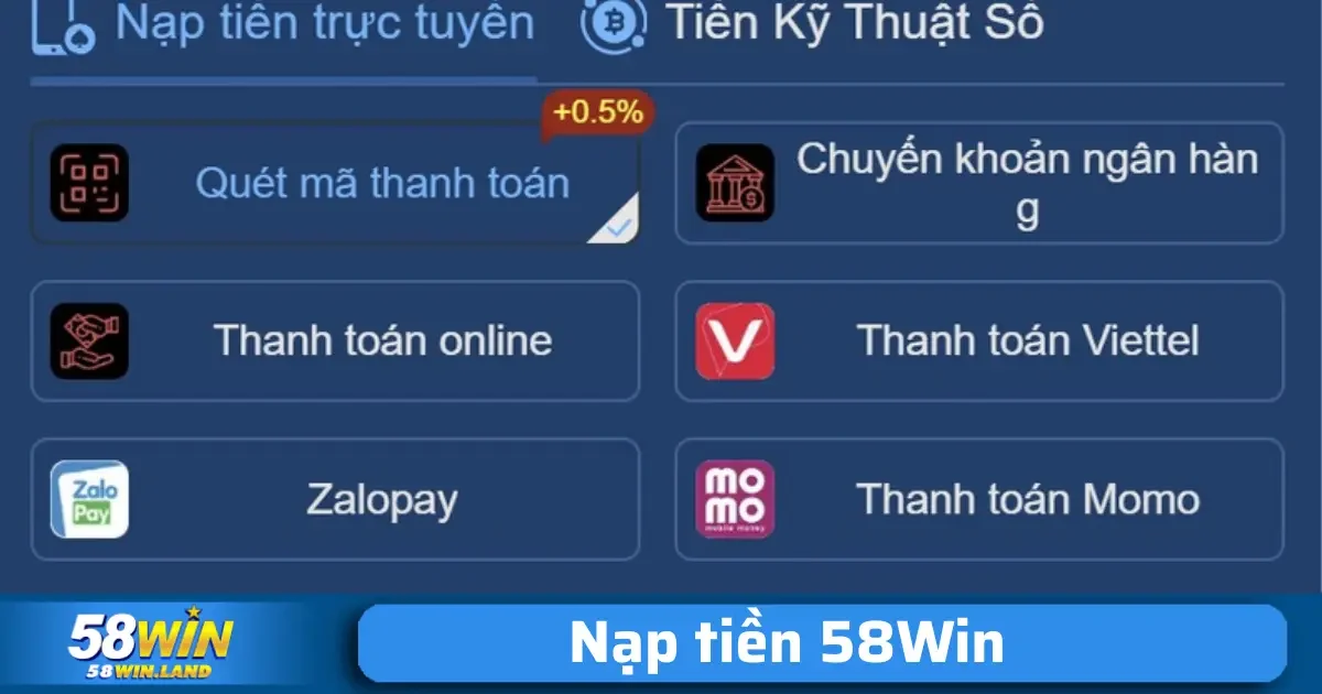 Nạp Tiền 58Win 3 Để nạp tiền vào tài khoản 58Win một cách an toàn, người chơi cần nắm rõ các điều kiện và lưu ý dưới đây.