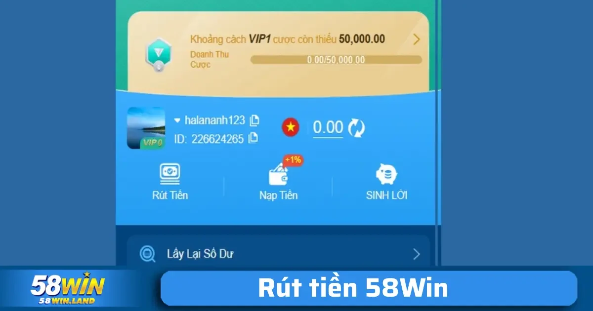 Rút Tiền 58Win 1 Rút tiền 58Win là một quy trình khá đơn giản, nhưng để thực hiện thành công, bạn cần nắm rõ các bước cụ thể. Dưới đây sẽ là hướng dẫn chi tiết về cách thực hiện việc này.