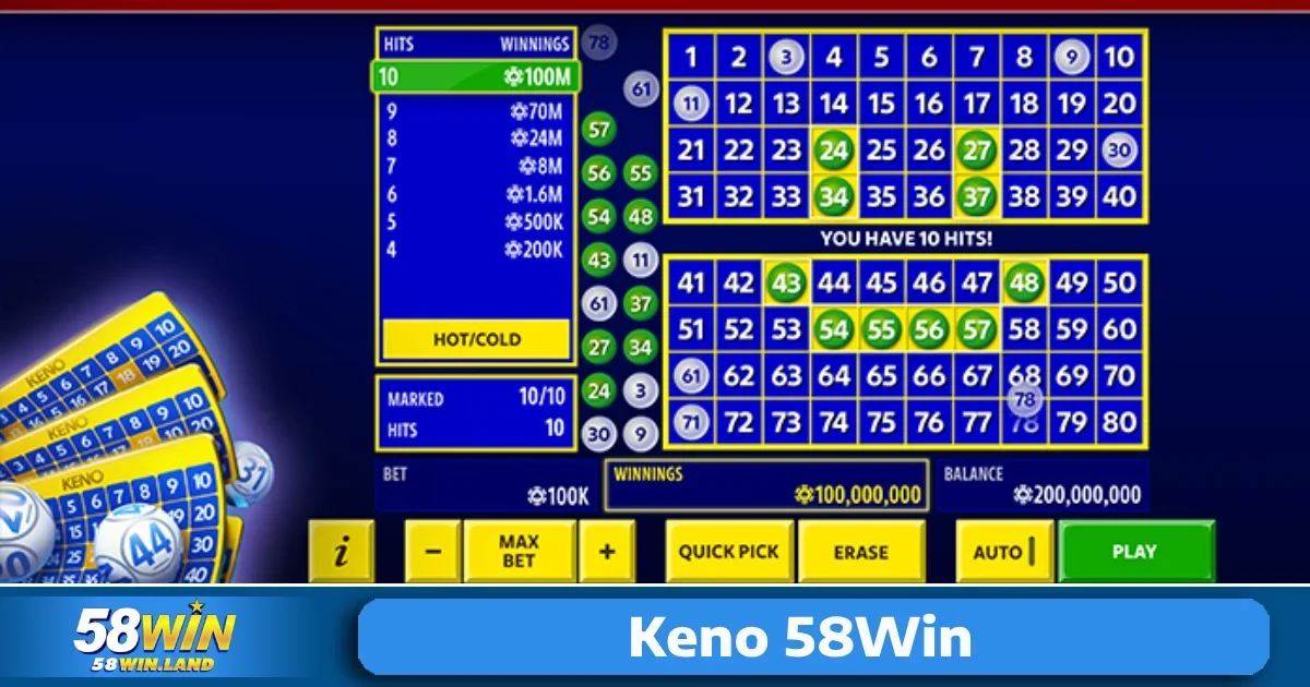 Keno 58Win 4 Để hiểu rõ hơn về Keno 58Win, điều quan trọng là biết được các loại cược cũng như tỷ lệ trả thưởng cho từng mức cược.